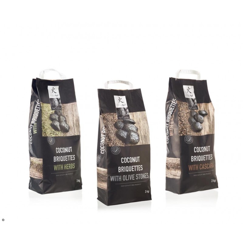 Presuoti kokoso briketai EldurApi su žolelėmis, 3kg Presuoti kokoso briketai EldurApi su žolelėmis, 3kg