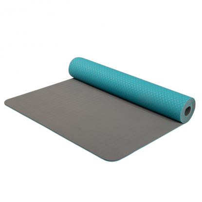 YATE Double-Layer TPE Yoga Mat, 6 mm – Turquoise/Grey