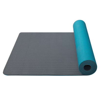 YATE Double-Layer TPE Yoga Mat, 6 mm – Turquoise/Grey