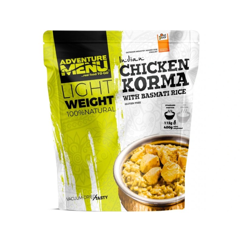 Adventure menu Chicken Korma with basmati rice