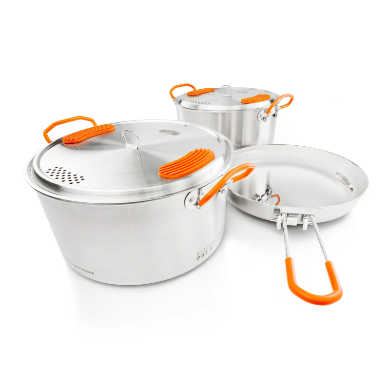 GSI Glacier Stainless Base Camper Medium puodų rinkinys GSI Glacier Stainless Base Camper Medium puodų rinkinys