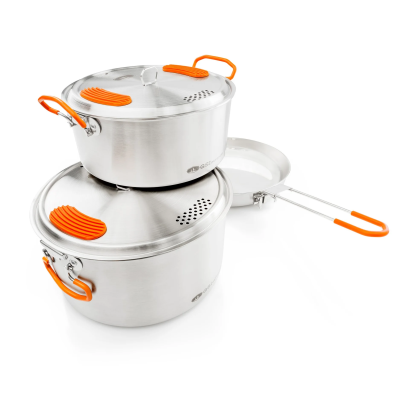 GSI Glacier Stainless Base Camper Medium puodų rinkinys