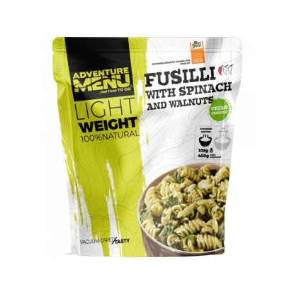 Adventure menu Fusilli with spinach and walnuts big portion liofilizuotas maistas