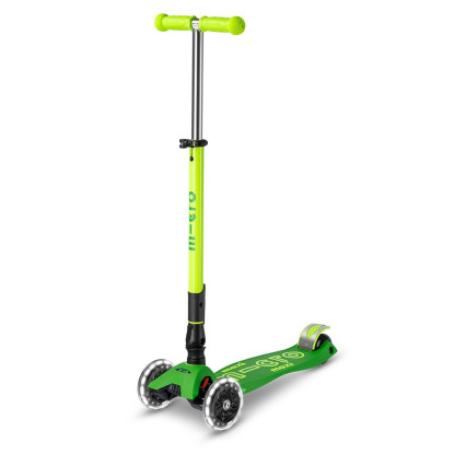 Maxi Micro deluxe foldable led parrot green paspirtukas