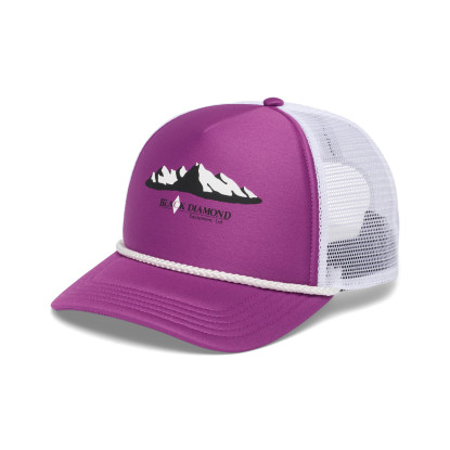 Black Diamond Flat Bill Trucker Hat Piton Purple-White