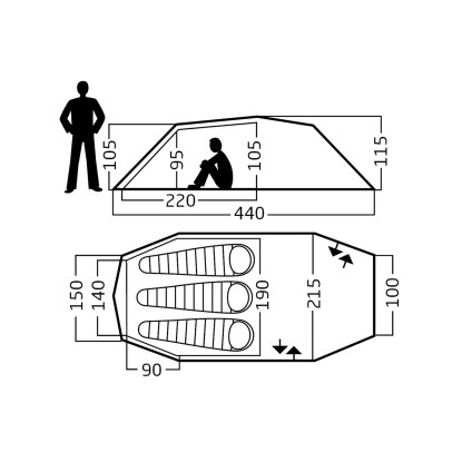 Nordisk Oppland 3 LW 2.0 black forest green palapinė