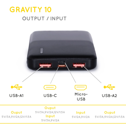 SunSlice Gravity 10'000 mAh Fast Charge Power bank