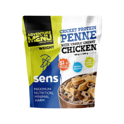 Adventure menu Cricket protein penne with Creole creamy chicken