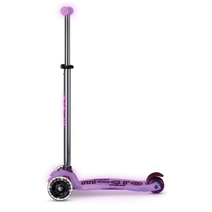 Maxi Micro Deluxe Glow LED – šviečiantis triratukas paspirtukas, violetinis