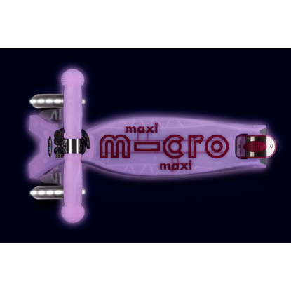 Maxi Micro Deluxe Glow LED – šviečiantis triratukas paspirtukas, violetinis