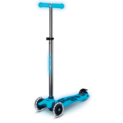 Maxi Micro Deluxe Glow LED Crystal Blue – Premium Three-Wheel Kids Scooter
