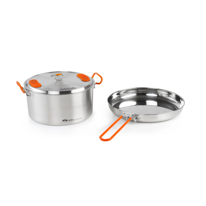 GSI Outdoors Glacier 3L Cookset nerūdijančio plieno puodų rinkinys stovyklavimui