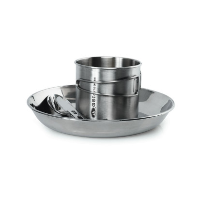GSI Outdoors Glacier Stainless 1 Person Set nerūdijančio plieno indų rinkinys 1 asmeniui