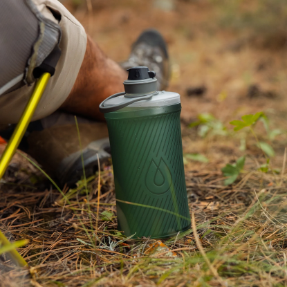 HydraPak Flux 1.5L Collapsible Water Bottle sage green