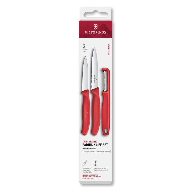 Victorinox Swiss Classic 3 dalių peilių ir skustuko rinkinys Chili Red