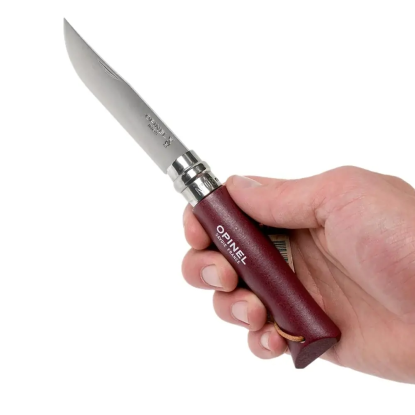 Opinel Trekking N°08 Inox sulankstomas peilis – Burgundy