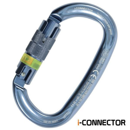 KONG i-Ovalone Twist Lock Bright Titanium – ovalus karabinas su NFC