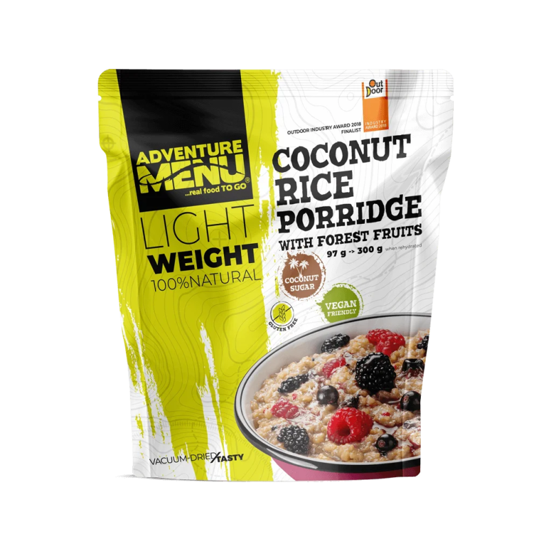 Adventure Menu Coconut rice porridge with forest fruits