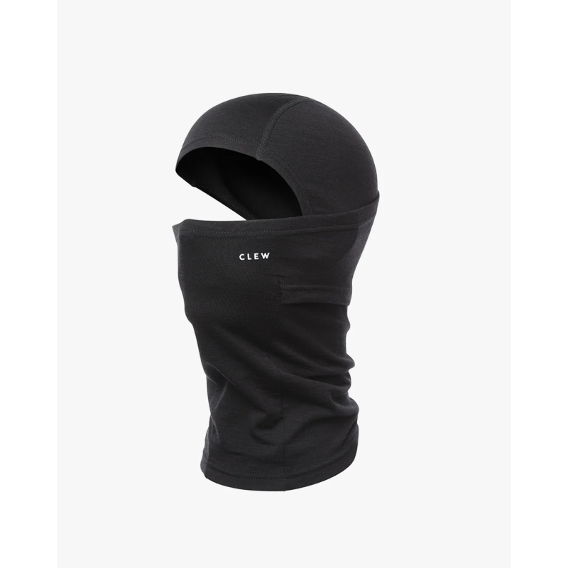 CLEW Merino Facemask Merino Wool Face Mask for Winter Sports, Black
