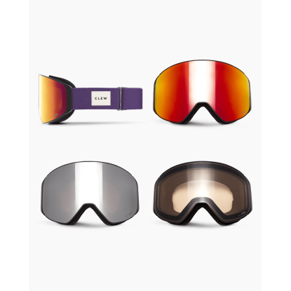 CLEW Magnetic Goggle Ski and Snowboard Goggles, Purple